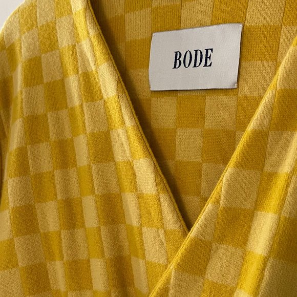 Bode - Yellow Duotone Checkerboard Cardigan - Picture 4 of 5